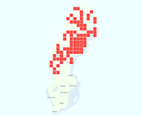 Rasterkarta över utbredningen av Tajgahumla