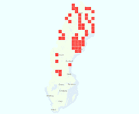 Rasterkarta över utbredningen av Lappsnylthumla