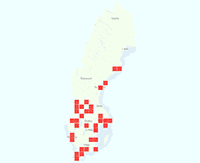 Rasterkarta över utbredningen av Kragjordhumla