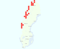 Rasterkarta över utbredningen av Polarhumla