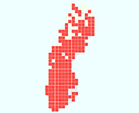 Rasterkarta över utbredningen av Ängshumla
