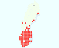Rasterkarta över utbredningen av Gräshumla