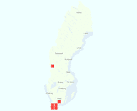 Rasterkarta över utbredningen av Fälthumla
